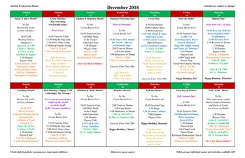 Activity Calendar of Sterling Presbyterian Manor, Assisted Living, Nursing Home, Independent Living, CCRC, Sterling, KS 2
