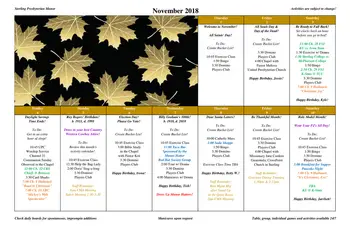 Activity Calendar of Sterling Presbyterian Manor, Assisted Living, Nursing Home, Independent Living, CCRC, Sterling, KS 5