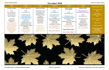 Activity Calendar of Sterling Presbyterian Manor, Assisted Living, Nursing Home, Independent Living, CCRC, Sterling, KS 7