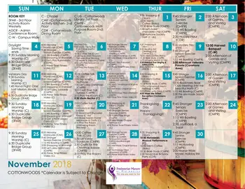 Activity Calendar of Wichita Presbyterian Manor, Assisted Living, Nursing Home, Independent Living, CCRC, Wichita, KS 1