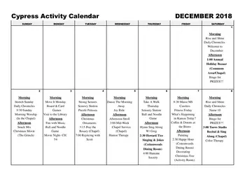 Activity Calendar of Wichita Presbyterian Manor, Assisted Living, Nursing Home, Independent Living, CCRC, Wichita, KS 6