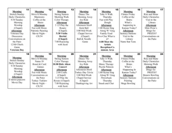 Activity Calendar of Wichita Presbyterian Manor, Assisted Living, Nursing Home, Independent Living, CCRC, Wichita, KS 4