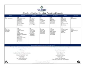 Activity Calendar of Aberdeen Heights, Assisted Living, Nursing Home, Independent Living, CCRC, Kirkwood, MO 2