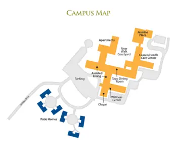 Campus Map of The Columbia Presbyterian Community, Assisted Living, Nursing Home, Independent Living, CCRC, Lexington, SC 1