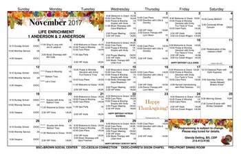 Activity Calendar of The Villages of Dallas, Assisted Living, Nursing Home, Independent Living, CCRC, Dallas, TX 2