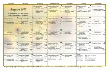 Activity Calendar of The Villages of Dallas, Assisted Living, Nursing Home, Independent Living, CCRC, Dallas, TX 3