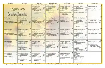 Activity Calendar of The Villages of Dallas, Assisted Living, Nursing Home, Independent Living, CCRC, Dallas, TX 10
