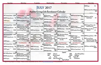 Activity Calendar of The Villages of Dallas, Assisted Living, Nursing Home, Independent Living, CCRC, Dallas, TX 17