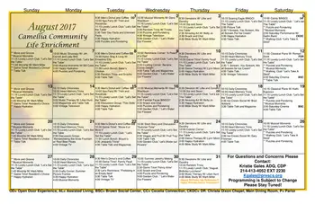 Activity Calendar of The Villages of Dallas, Assisted Living, Nursing Home, Independent Living, CCRC, Dallas, TX 20