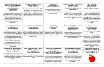 Activity Calendar of Presbyterian Village North, Assisted Living, Nursing Home, Independent Living, CCRC, Dallas, TX 2