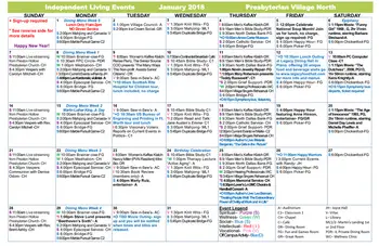 Activity Calendar of Presbyterian Village North, Assisted Living, Nursing Home, Independent Living, CCRC, Dallas, TX 3