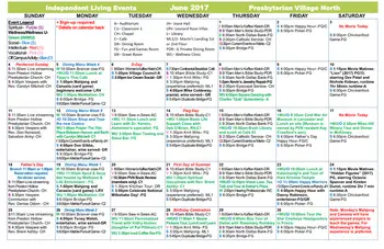 Activity Calendar of Presbyterian Village North, Assisted Living, Nursing Home, Independent Living, CCRC, Dallas, TX 5