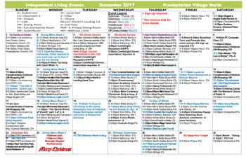 Activity Calendar of Presbyterian Village North, Assisted Living, Nursing Home, Independent Living, CCRC, Dallas, TX 7