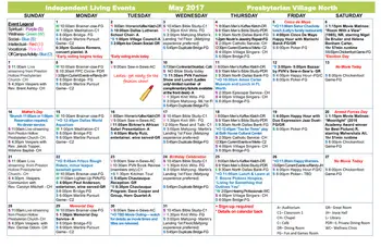 Activity Calendar of Presbyterian Village North, Assisted Living, Nursing Home, Independent Living, CCRC, Dallas, TX 12