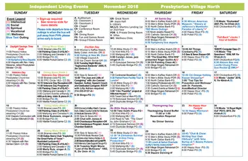 Activity Calendar of Presbyterian Village North, Assisted Living, Nursing Home, Independent Living, CCRC, Dallas, TX 14