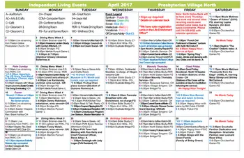 Activity Calendar of Presbyterian Village North, Assisted Living, Nursing Home, Independent Living, CCRC, Dallas, TX 17