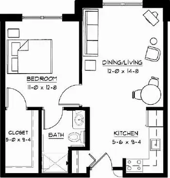 Floorplan of Highland Ridge, Assisted Living, Nursing Home, Independent Living, CCRC, Williamsburg, IA 11