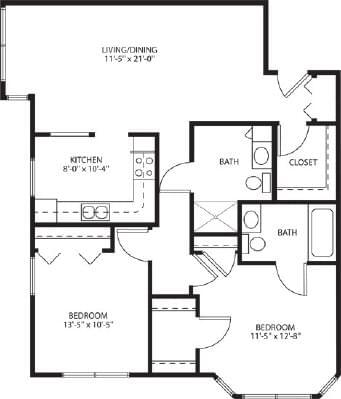 Floorplan of The Deerfield, Assisted Living, Nursing Home, Independent Living, CCRC, Richmond, WI 8