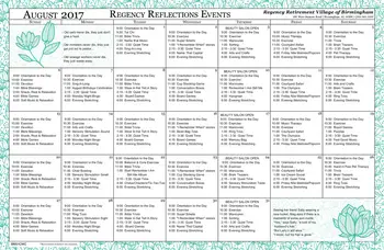 Activity Calendar of Regency Retirement Birmingham, Assisted Living, Nursing Home, Independent Living, CCRC, Birmingham, AL 3