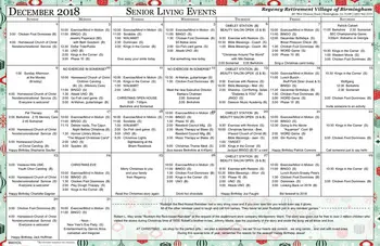 Activity Calendar of Regency Retirement Birmingham, Assisted Living, Nursing Home, Independent Living, CCRC, Birmingham, AL 6