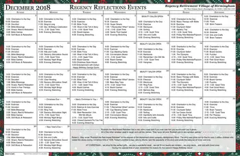 Activity Calendar of Regency Retirement Birmingham, Assisted Living, Nursing Home, Independent Living, CCRC, Birmingham, AL 8