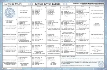 Activity Calendar of Regency Retirement Birmingham, Assisted Living, Nursing Home, Independent Living, CCRC, Birmingham, AL 9