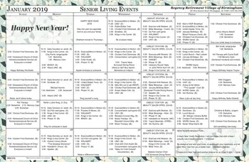 Activity Calendar of Regency Retirement Birmingham, Assisted Living, Nursing Home, Independent Living, CCRC, Birmingham, AL 10