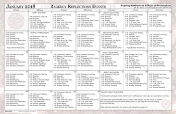 Activity Calendar of Regency Retirement Birmingham, Assisted Living, Nursing Home, Independent Living, CCRC, Birmingham, AL 11