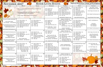 Activity Calendar of Regency Retirement Birmingham, Assisted Living, Nursing Home, Independent Living, CCRC, Birmingham, AL 15