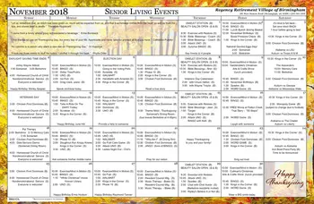 Activity Calendar of Regency Retirement Birmingham, Assisted Living, Nursing Home, Independent Living, CCRC, Birmingham, AL 16