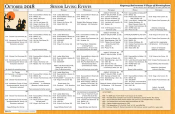Activity Calendar of Regency Retirement Birmingham, Assisted Living, Nursing Home, Independent Living, CCRC, Birmingham, AL 20