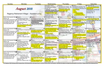 Activity Calendar of Regency Retirement Huntsville, Assisted Living, Nursing Home, Independent Living, CCRC, Huntsville, AL 2