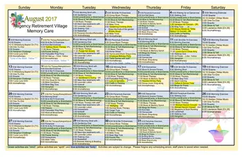 Activity Calendar of Regency Retirement Huntsville, Assisted Living, Nursing Home, Independent Living, CCRC, Huntsville, AL 5