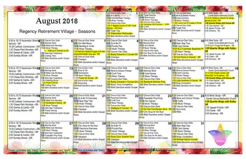 Activity Calendar of Regency Retirement Huntsville, Assisted Living, Nursing Home, Independent Living, CCRC, Huntsville, AL 7