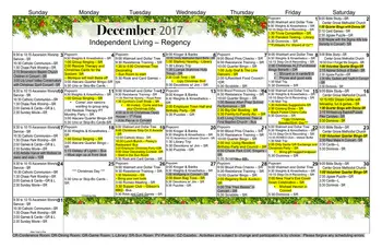 Activity Calendar of Regency Retirement Huntsville, Assisted Living, Nursing Home, Independent Living, CCRC, Huntsville, AL 10