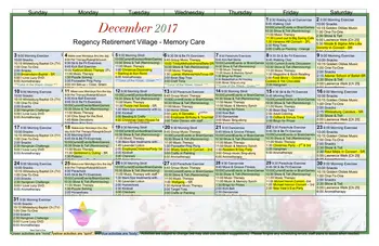 Activity Calendar of Regency Retirement Huntsville, Assisted Living, Nursing Home, Independent Living, CCRC, Huntsville, AL 12