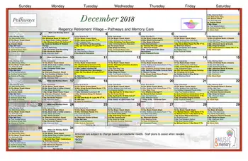 Activity Calendar of Regency Retirement Huntsville, Assisted Living, Nursing Home, Independent Living, CCRC, Huntsville, AL 13