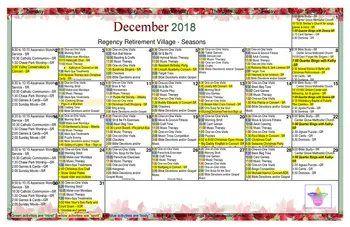Activity Calendar of Regency Retirement Huntsville, Assisted Living, Nursing Home, Independent Living, CCRC, Huntsville, AL 15