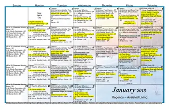 Activity Calendar of Regency Retirement Huntsville, Assisted Living, Nursing Home, Independent Living, CCRC, Huntsville, AL 16