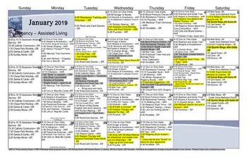 Activity Calendar of Regency Retirement Huntsville, Assisted Living, Nursing Home, Independent Living, CCRC, Huntsville, AL 17