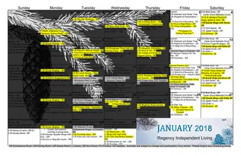 Activity Calendar of Regency Retirement Huntsville, Assisted Living, Nursing Home, Independent Living, CCRC, Huntsville, AL 18