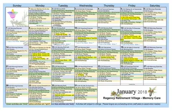 Activity Calendar of Regency Retirement Huntsville, Assisted Living, Nursing Home, Independent Living, CCRC, Huntsville, AL 20