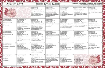 Activity Calendar of Regency Retirement Village Morristown, Assisted Living, Nursing Home, Independent Living, CCRC, Morristown, TN 1
