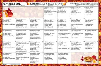 Activity Calendar of Regency Retirement Tuscaloosa, Assisted Living, Nursing Home, Independent Living, CCRC, Tuscaloosa, AL 17
