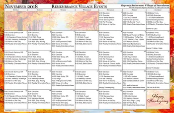 Activity Calendar of Regency Retirement Tuscaloosa, Assisted Living, Nursing Home, Independent Living, CCRC, Tuscaloosa, AL 18