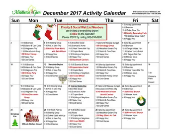 Activity Calendar of Middleton Glen, Assisted Living, Nursing Home, Independent Living, CCRC, Middleton, WI 5