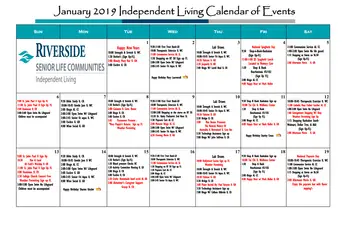 Activity Calendar of Riverside Senior Life at Kankakee, Assisted Living, Nursing Home, Independent Living, CCRC, Kankakee, IL 3