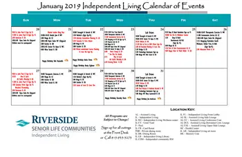 Activity Calendar of Riverside Senior Life at Kankakee, Assisted Living, Nursing Home, Independent Living, CCRC, Kankakee, IL 4