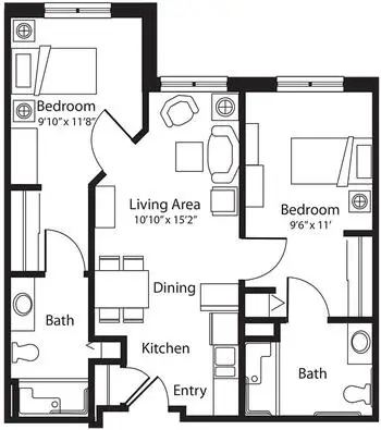 Floorplan of Riverside Senior Life at Kankakee, Assisted Living, Nursing Home, Independent Living, CCRC, Kankakee, IL 2