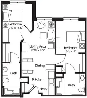 Floorplan of Riverside Senior Life at Kankakee, Assisted Living, Nursing Home, Independent Living, CCRC, Kankakee, IL 3